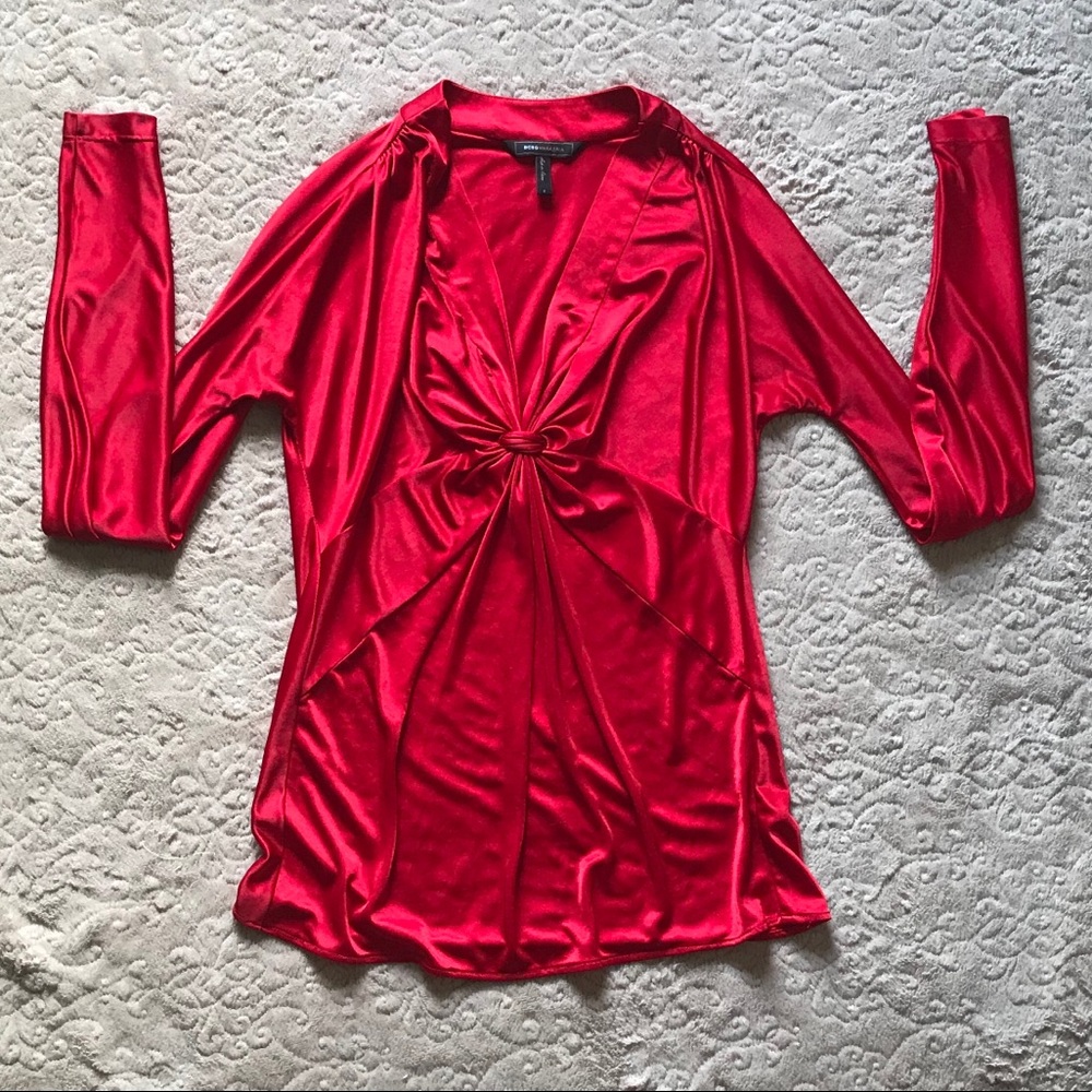 BCBG Maxazria red long-sleeve top, size small